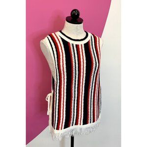 ASOS NEW Stripe Knit BOHO FRINGE Top Size 4 Small